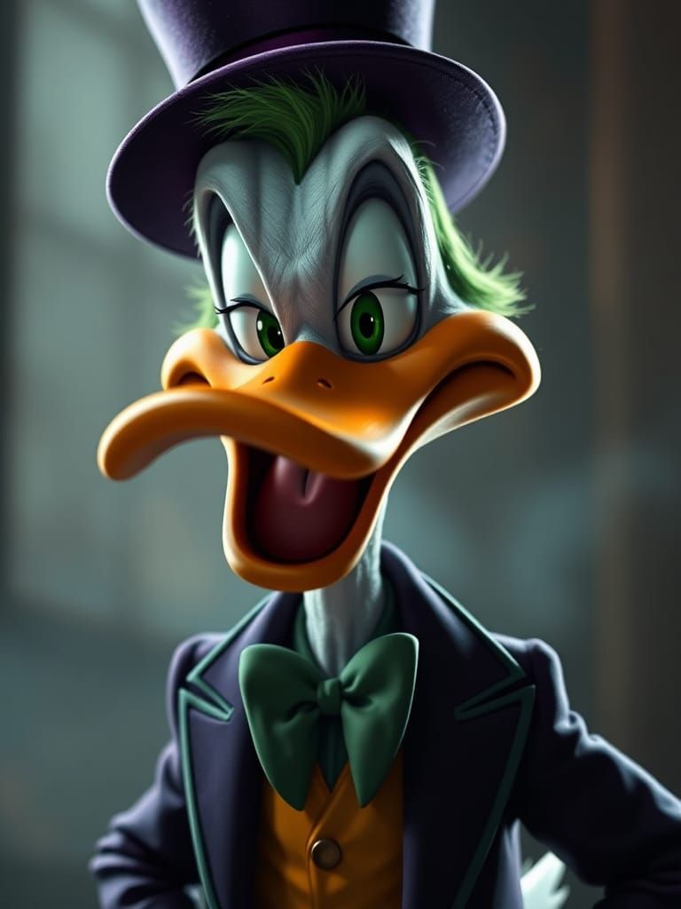 Daffy Duck as The Joker: Detailed Caricature
