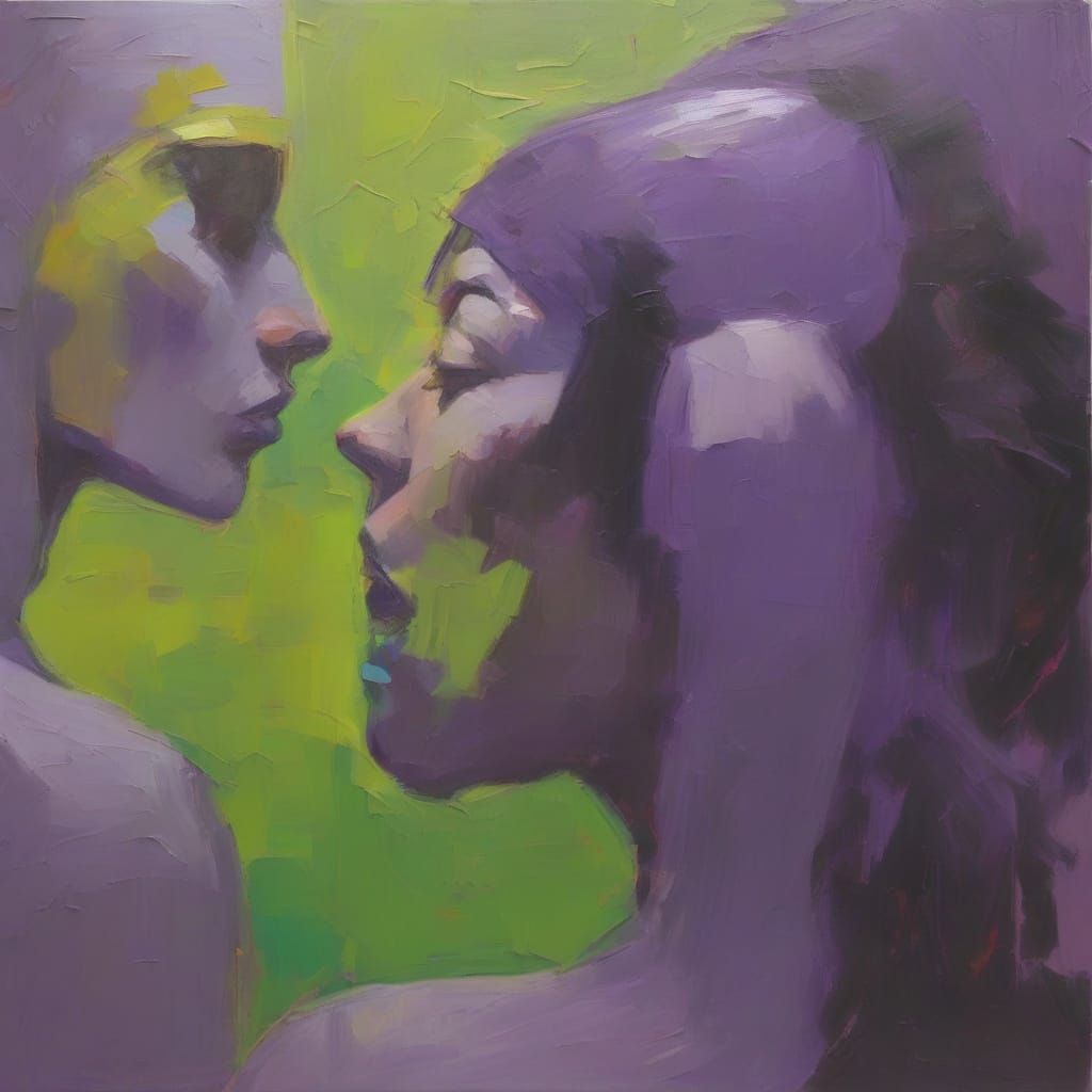 Expressionist Masterpiece in Soft Colors with Neon Accents