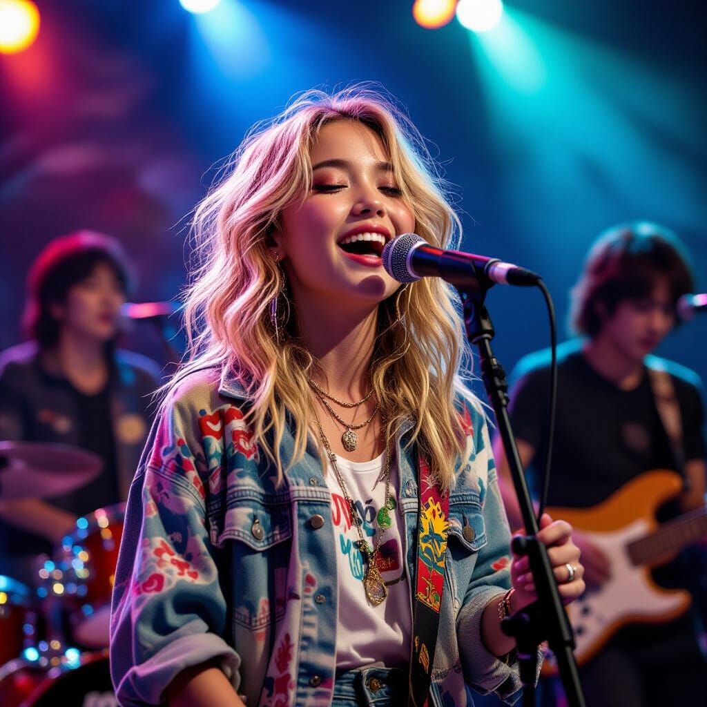 Bohemian Girl Sings with Korean Music Band