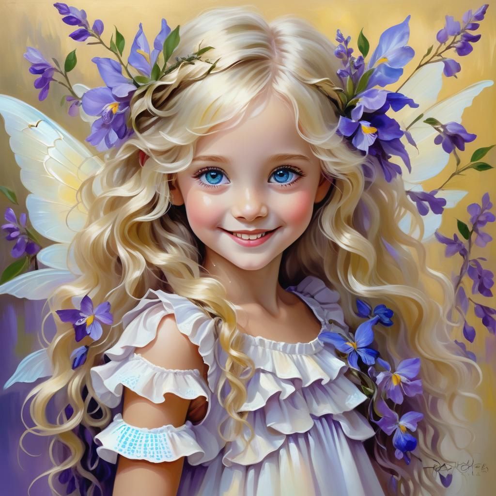 Fairy Portrait with Opalescent Wings