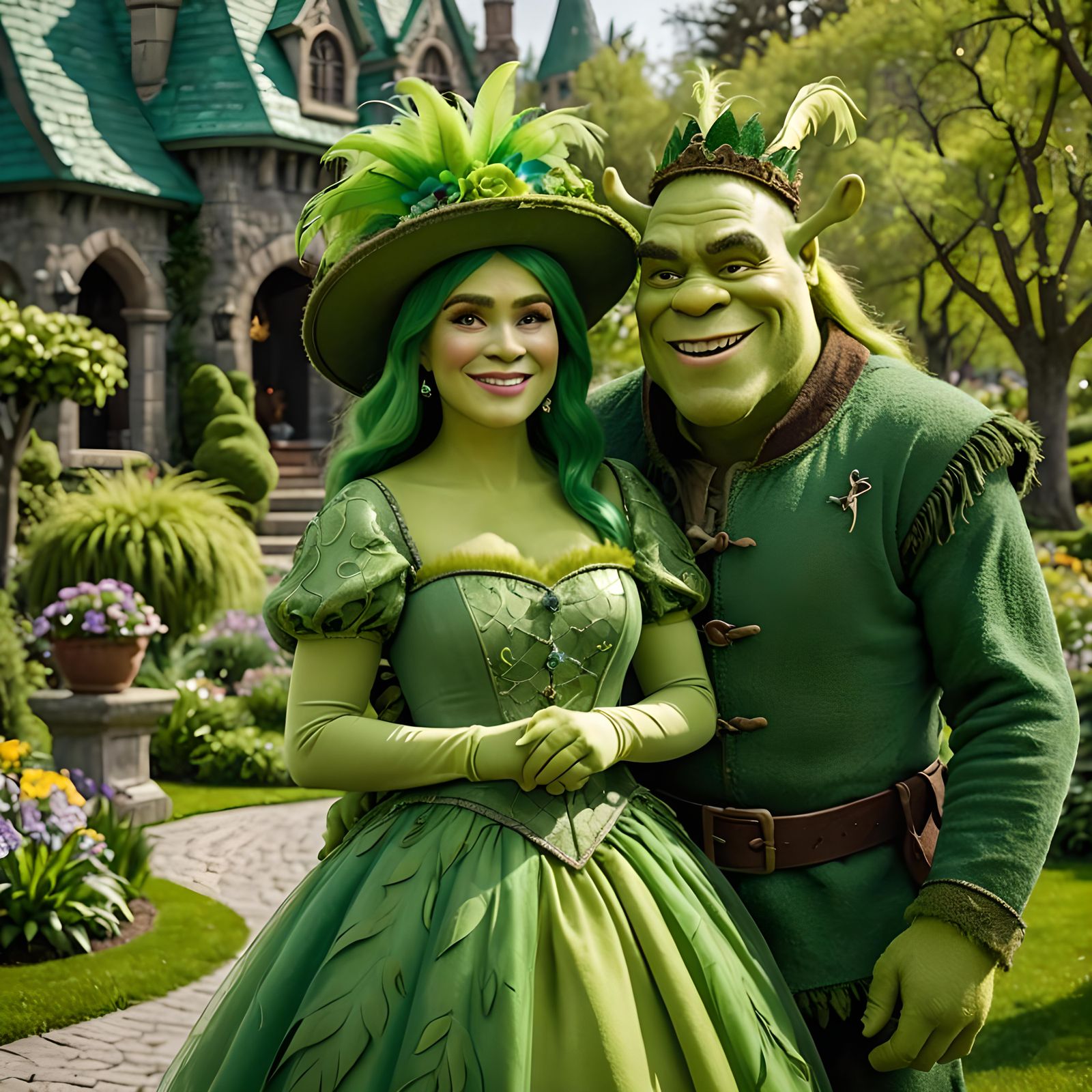 Shrek and Princess Fiona in Green