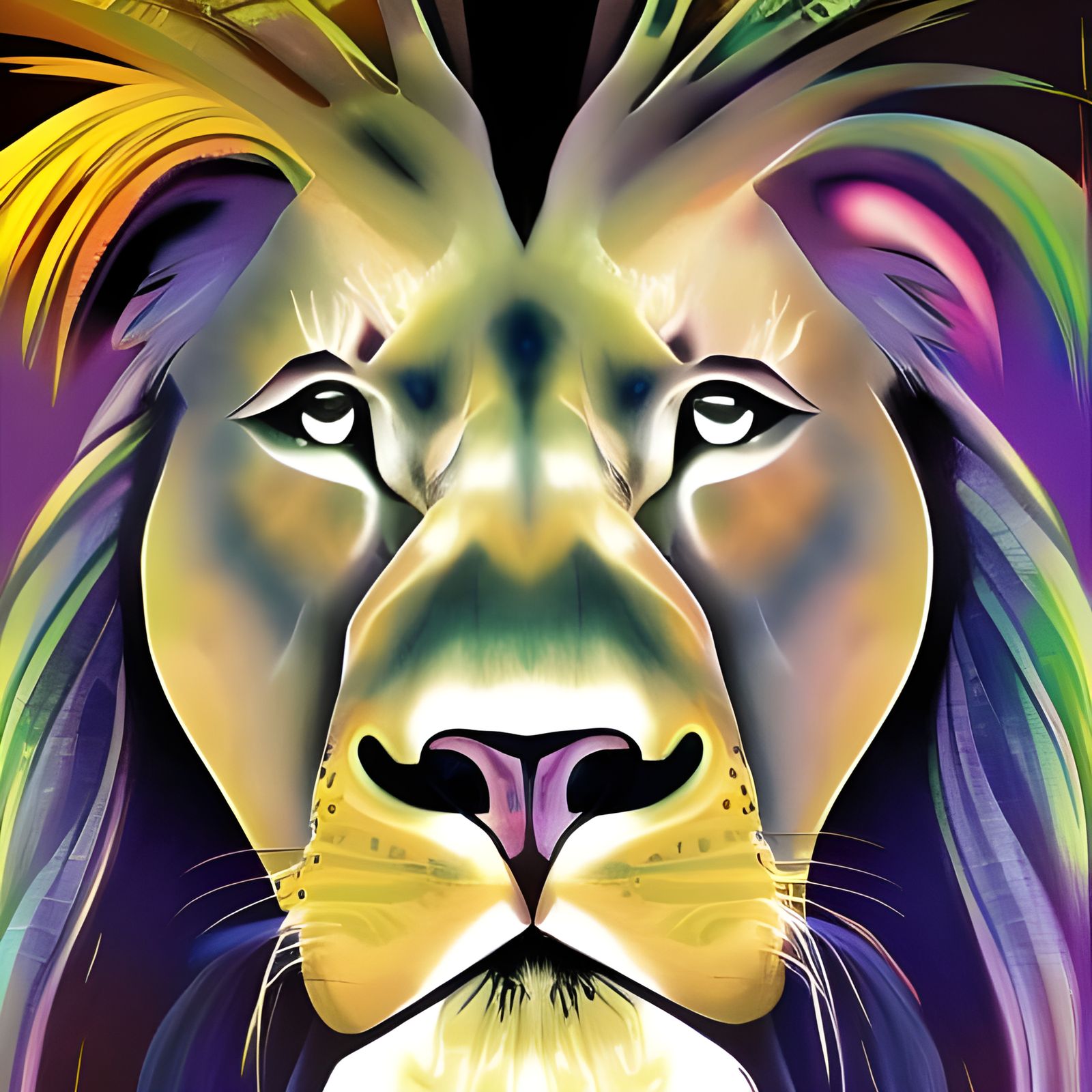 Futuristic Lion in Jungle, Science Fiction Art