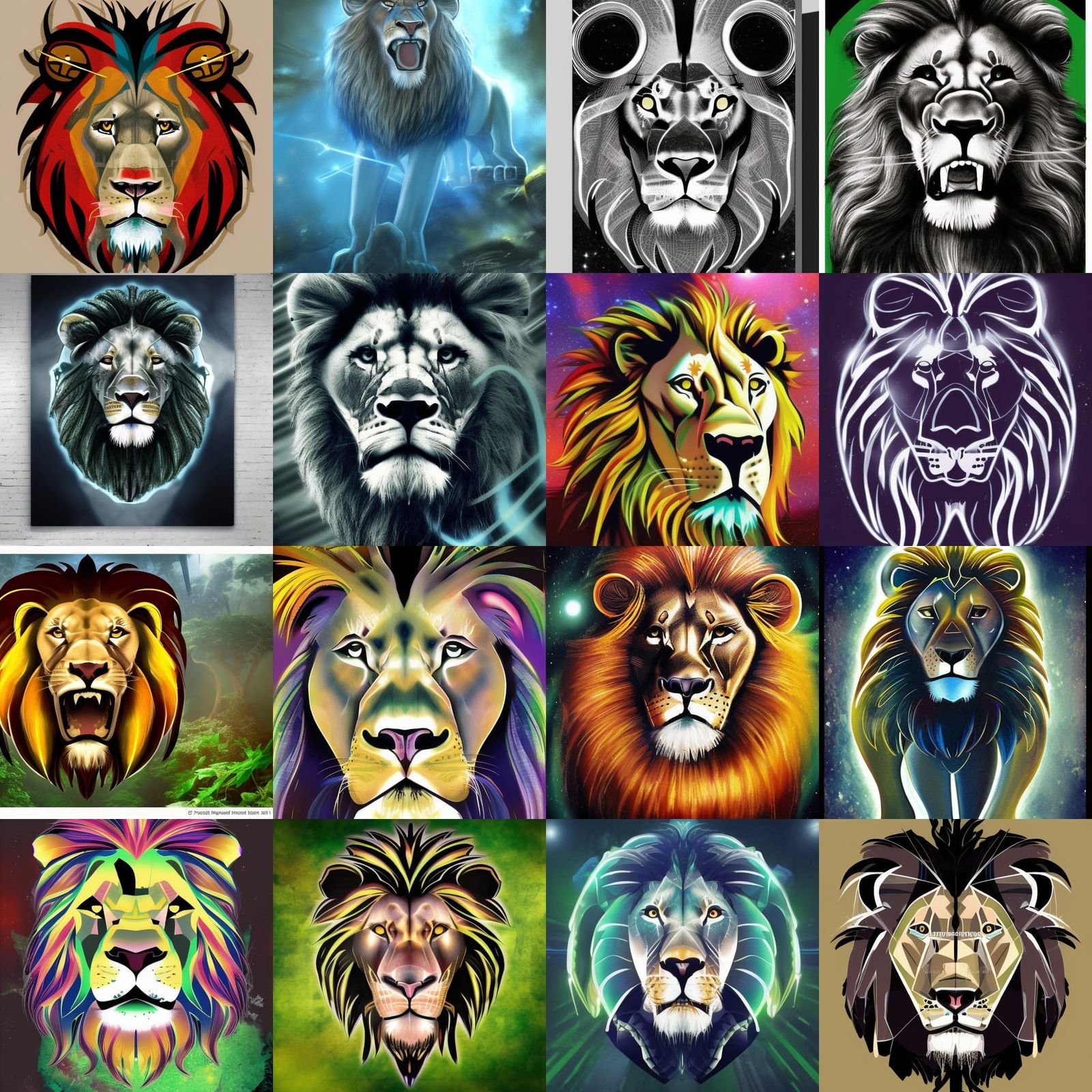 Futuristic Lion in Jungle, Science Fiction Style