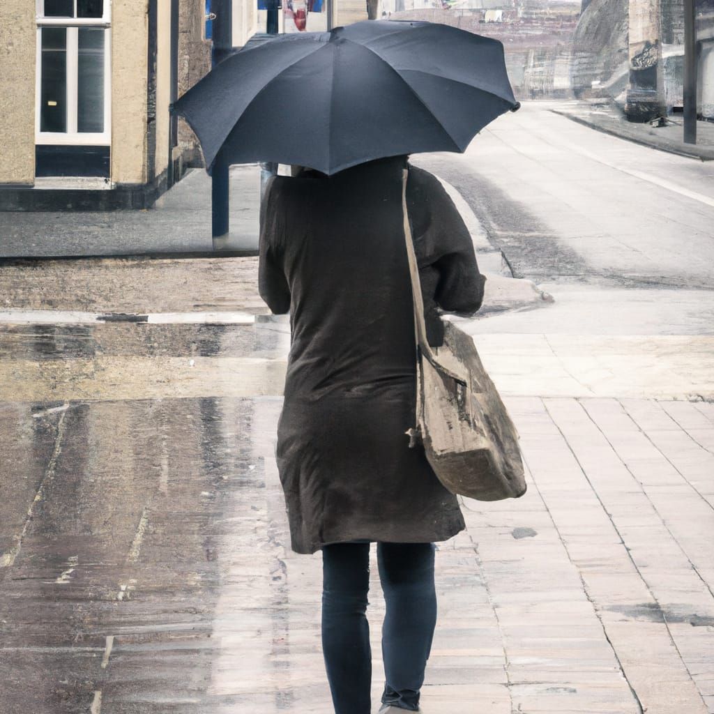 Person Walking in the Rain