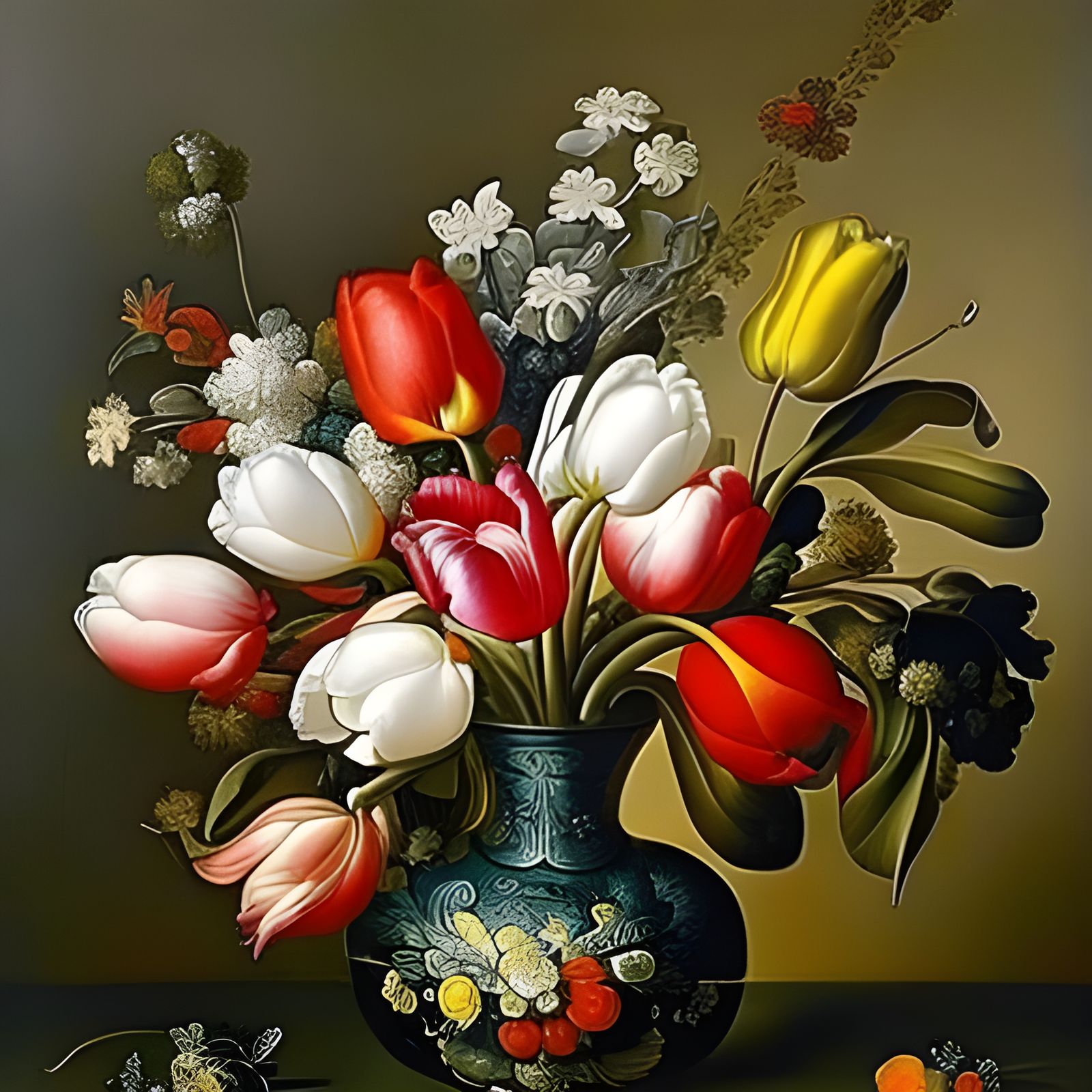 Floral Still Life: Tulips in Glass Vase
