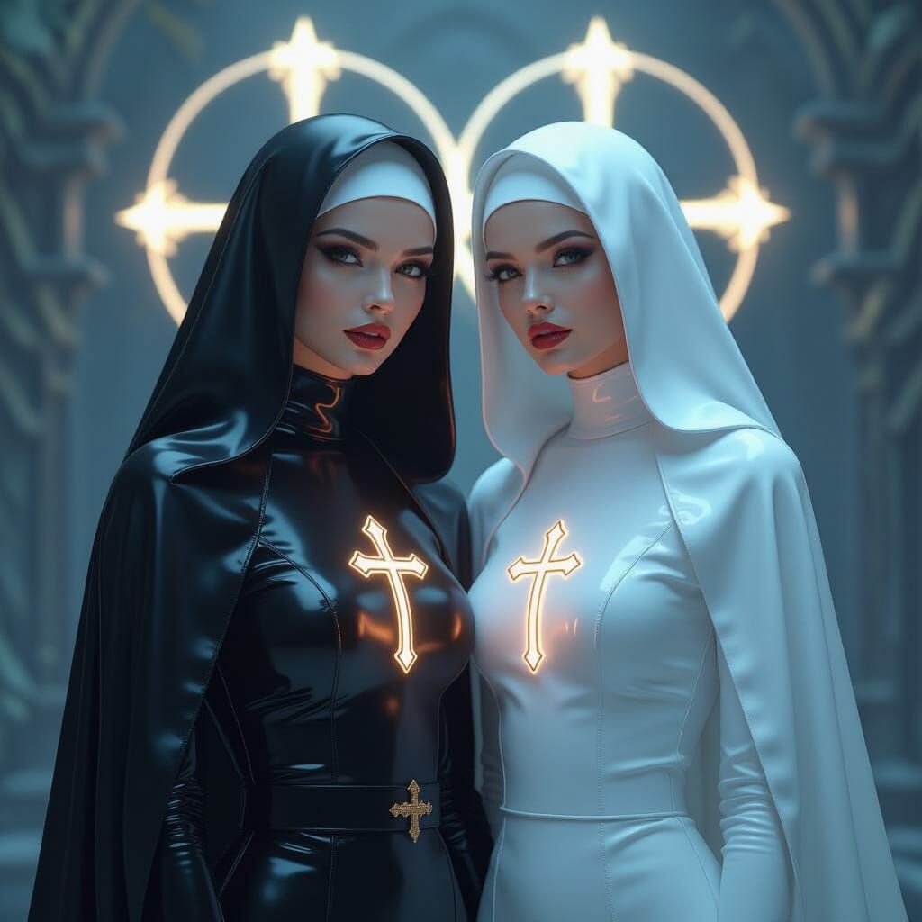 Mystical Latex Nuns with Ethereal Glows