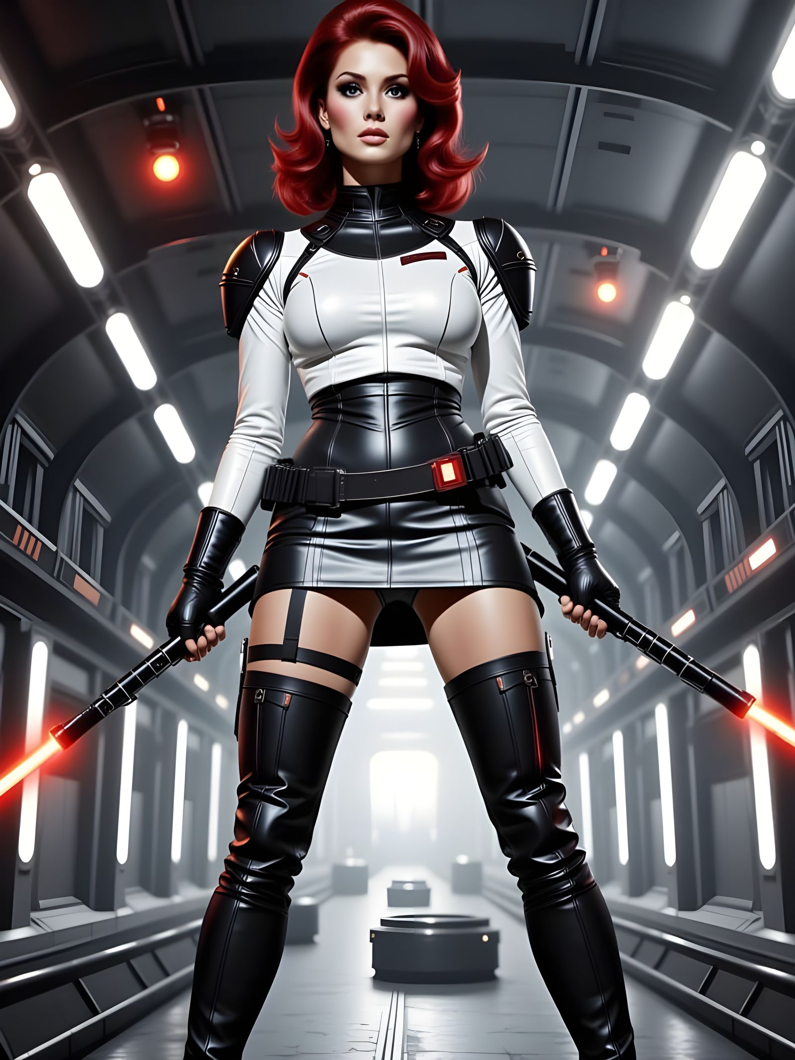 Redhead Space Soldier in Action