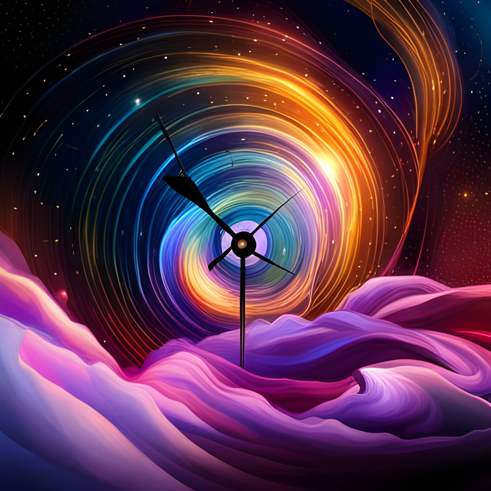 Cosmic Galaxy Clock in Geometric Abstract Style