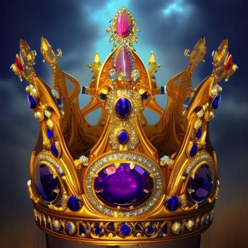 Jeweled Crown Found in Rainy Street: Fantasy Art