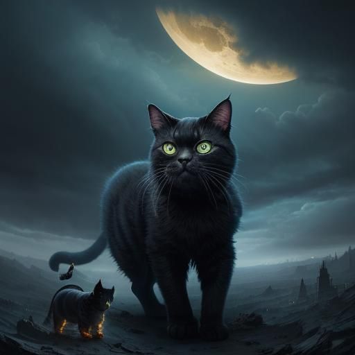 Dramatic Disaster Cat in Digital Matte Painting