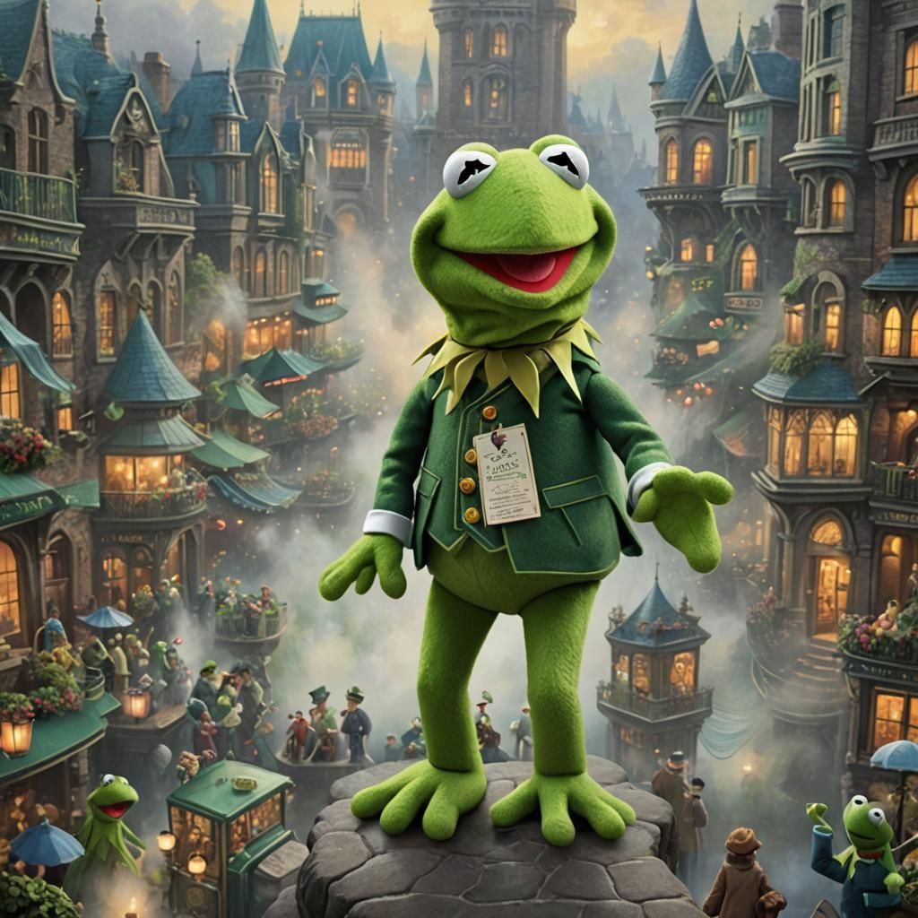 Kermit the Frog Celebrates at a City Party