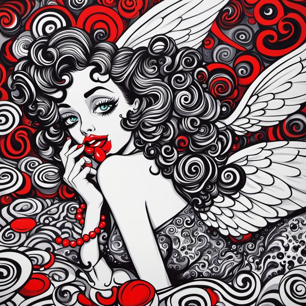 Sensual Betty Boop Art with Vibrant Gouache Details