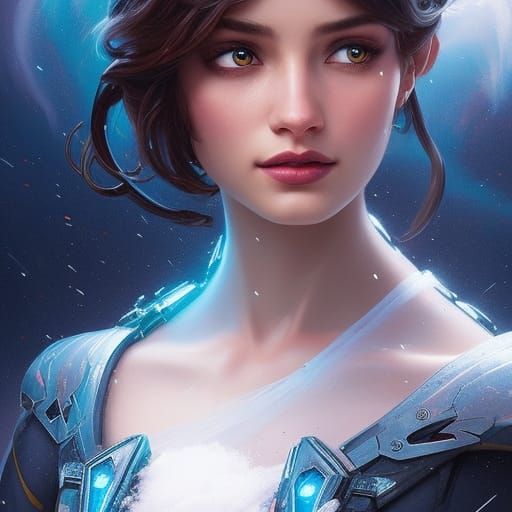 Mech Warrior in Frozen Wasteland Portrait