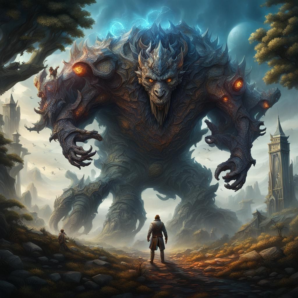 Surreal Man With Extra Limbs: Detailed Matte Painting