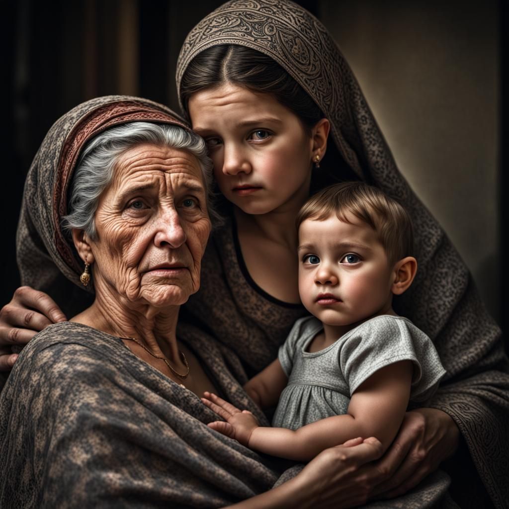 Hyperrealistic Mother and Daughter Portrait