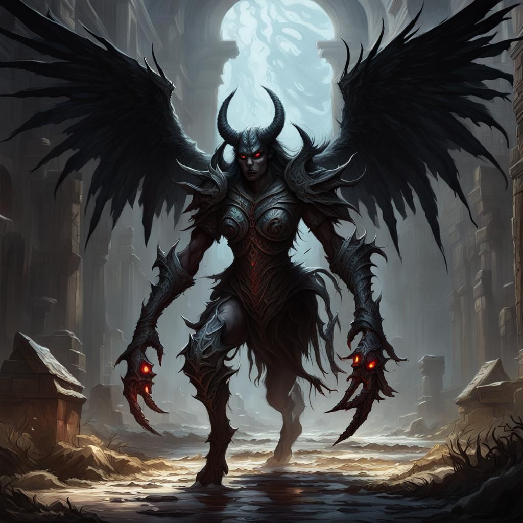 Demon with Wings: Dark Fantasy Concept Art