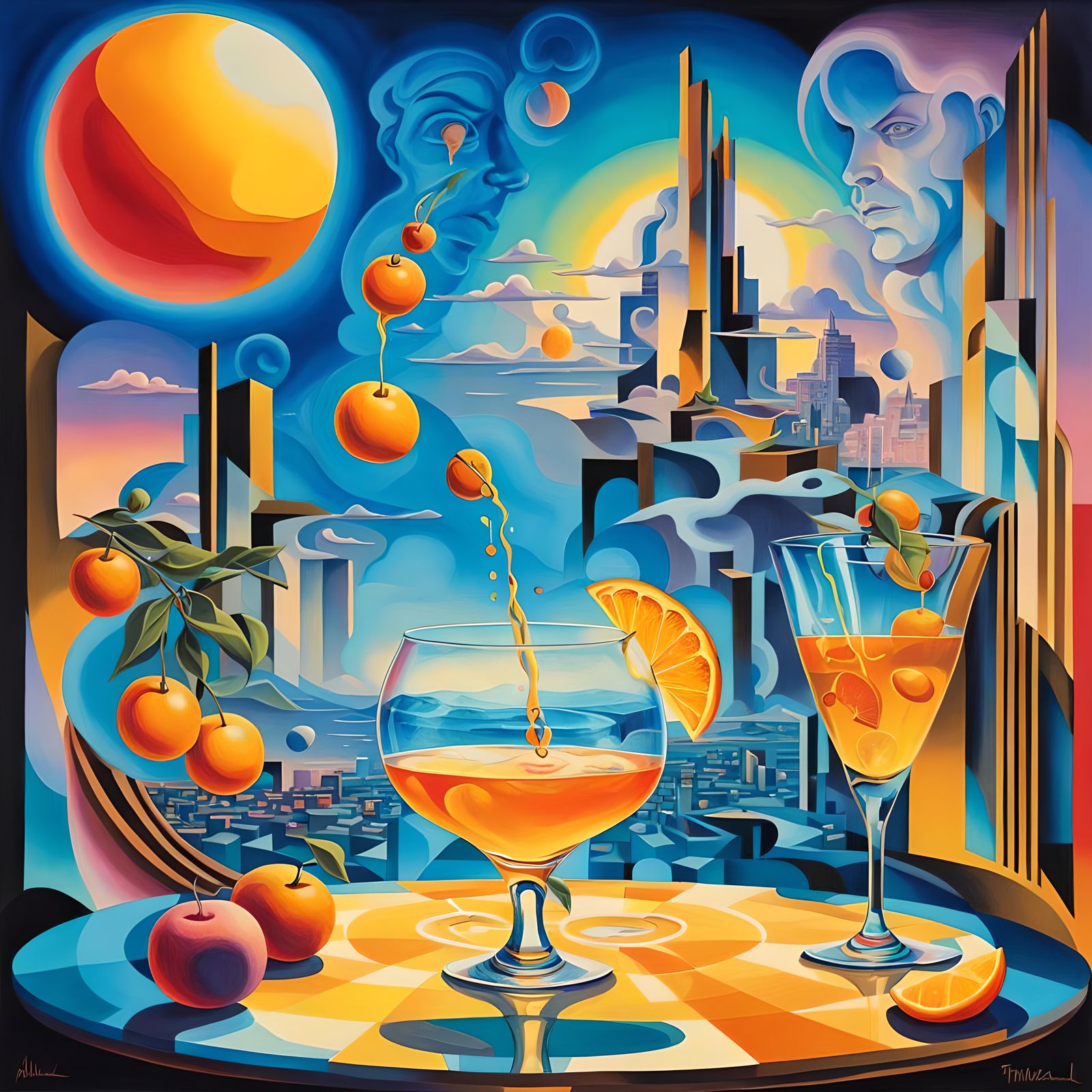 Fuzzy Navel in Surreal Retro Synthwave Style