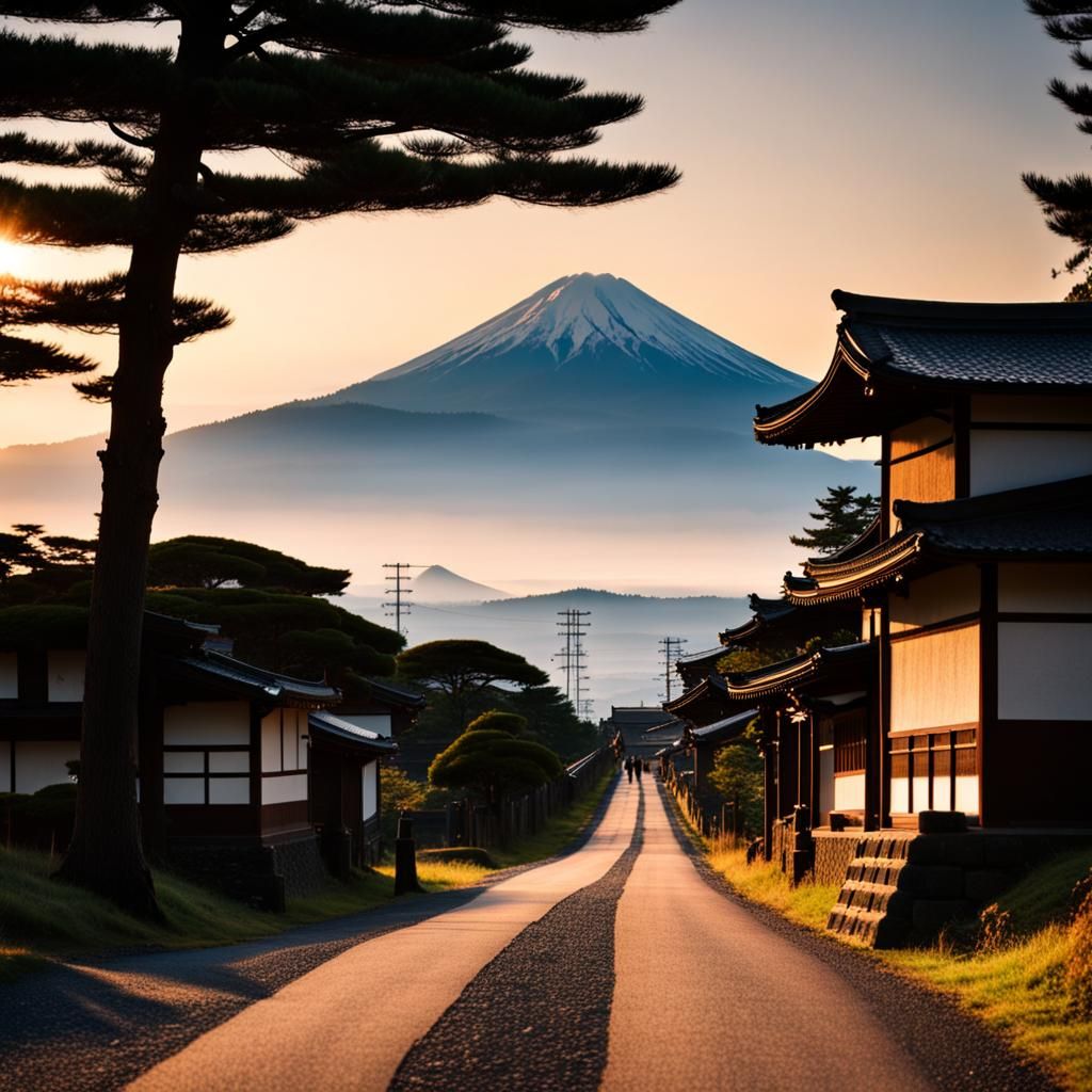 Wandering Ronin, Mount Fuji Sunrise, Ancient Japan