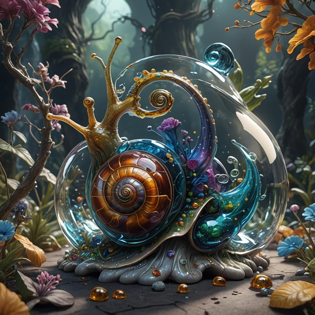Fantastical Glass Snail in Detailed Digital Art
