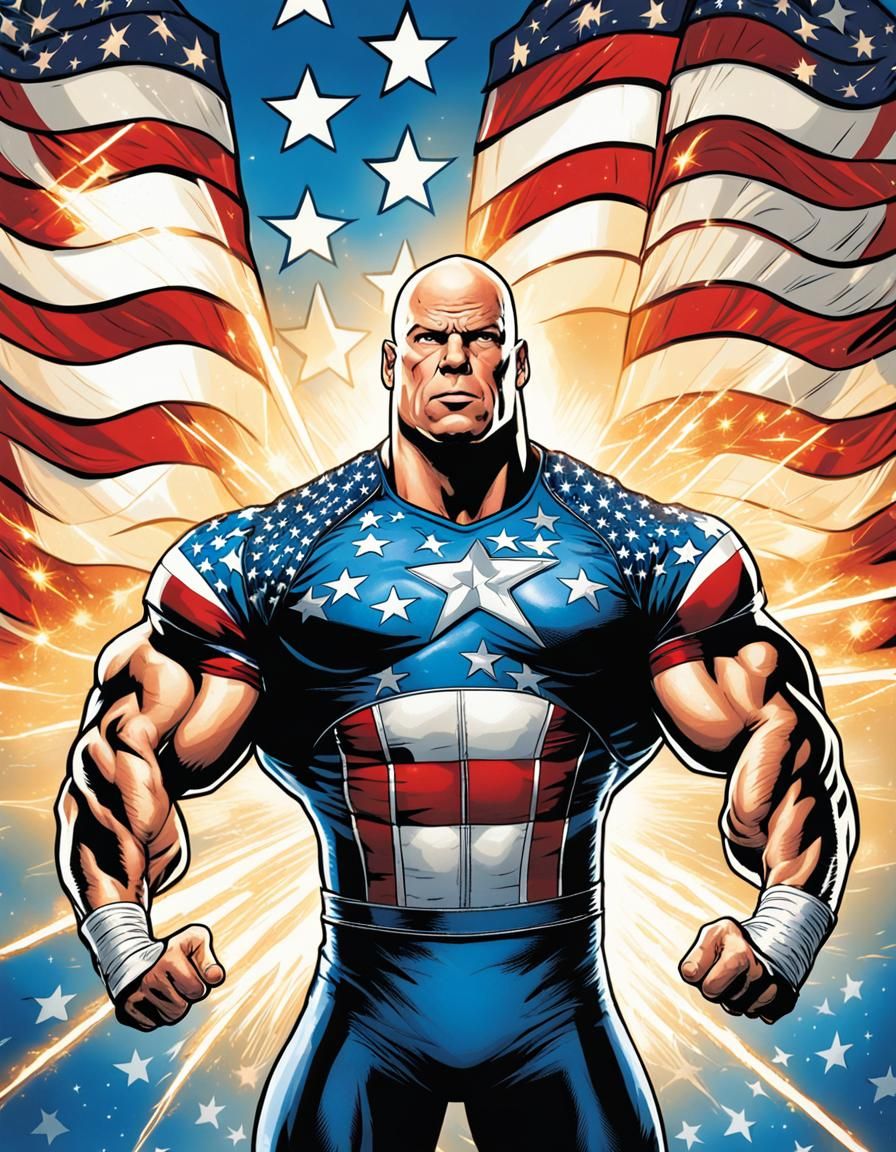 Patriotic Pro Wrestler Comic Book Cover