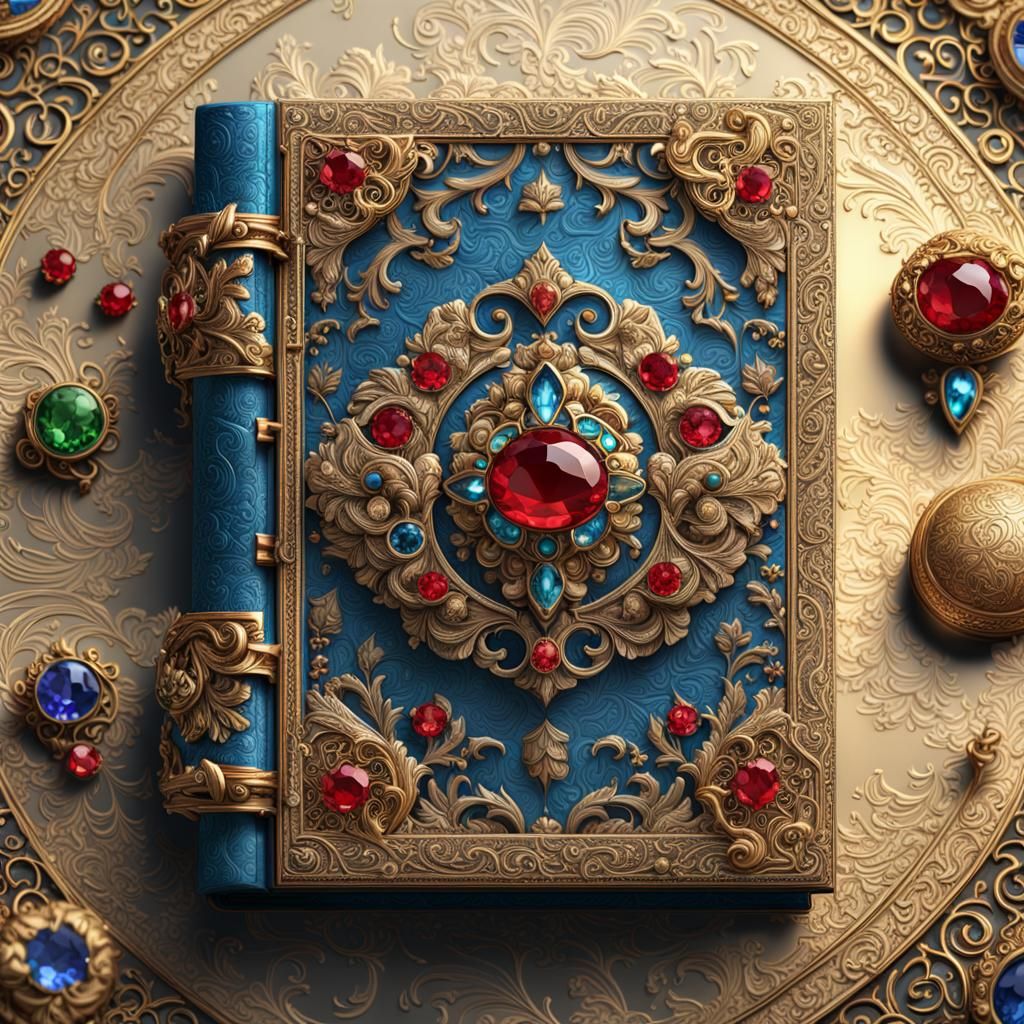 Ornate Jeweled Diary in Hyperrealistic Style