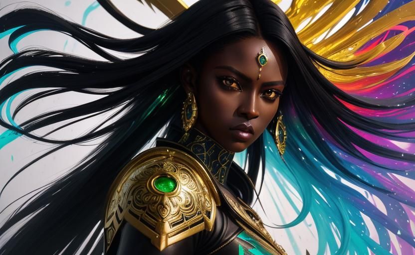 Android Woman in Battle Stance: Digital Street Art