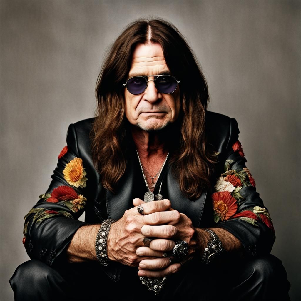 Close-Up Portrait with Metal Flowers