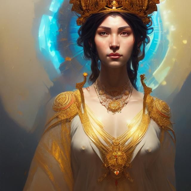 Sacred Queen Mother Portrait in Hyperdetailed Style