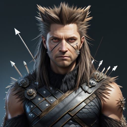 Mutant Porcupine as Hawkeye in Detailed Fantasy Art