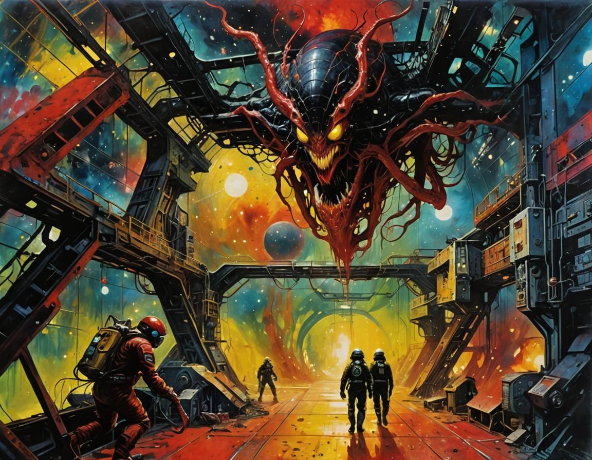 Red Symbiote Infestation in Expressionist Style