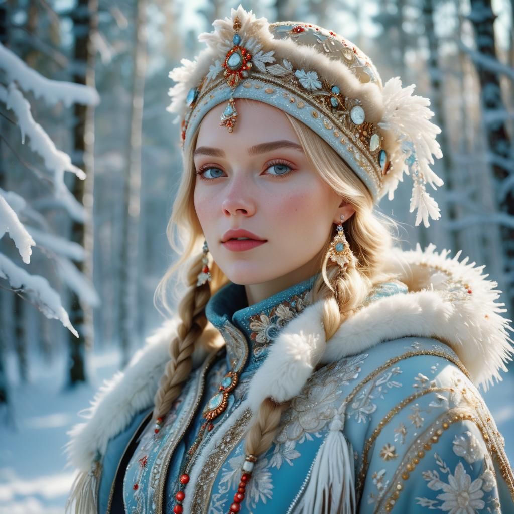 Hyperrealistic Cinematic Portrait of a Light-Haired Girl in....