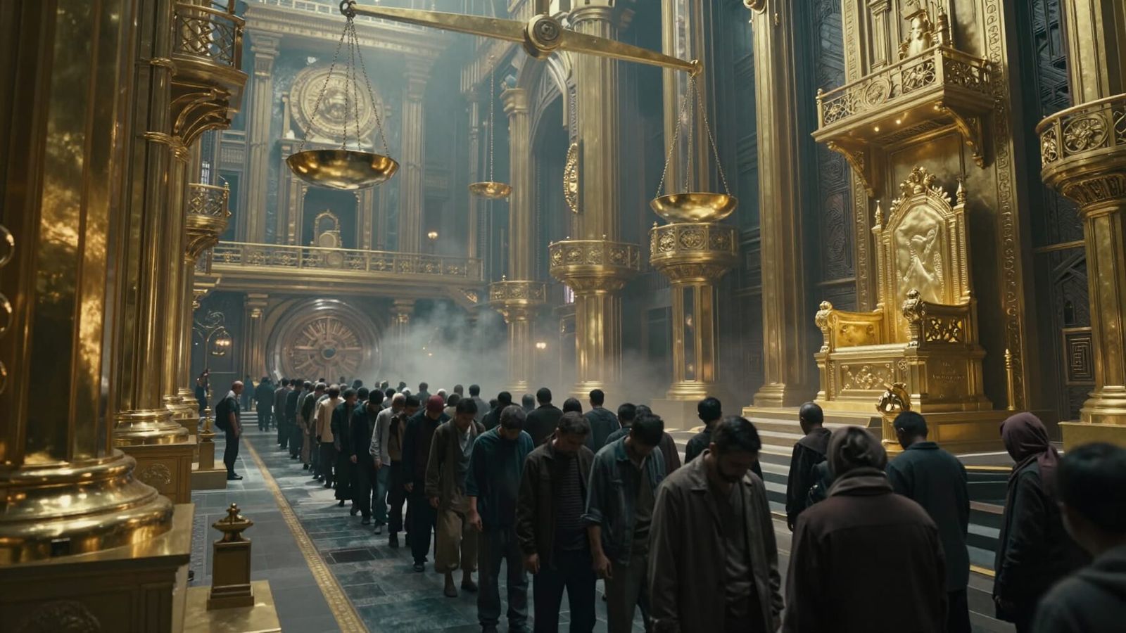 Dystopian Scene of Oppression and Guilt