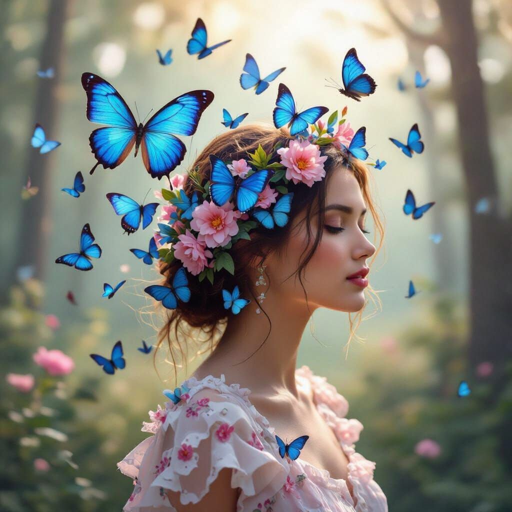 Butterfly Woman in Forest