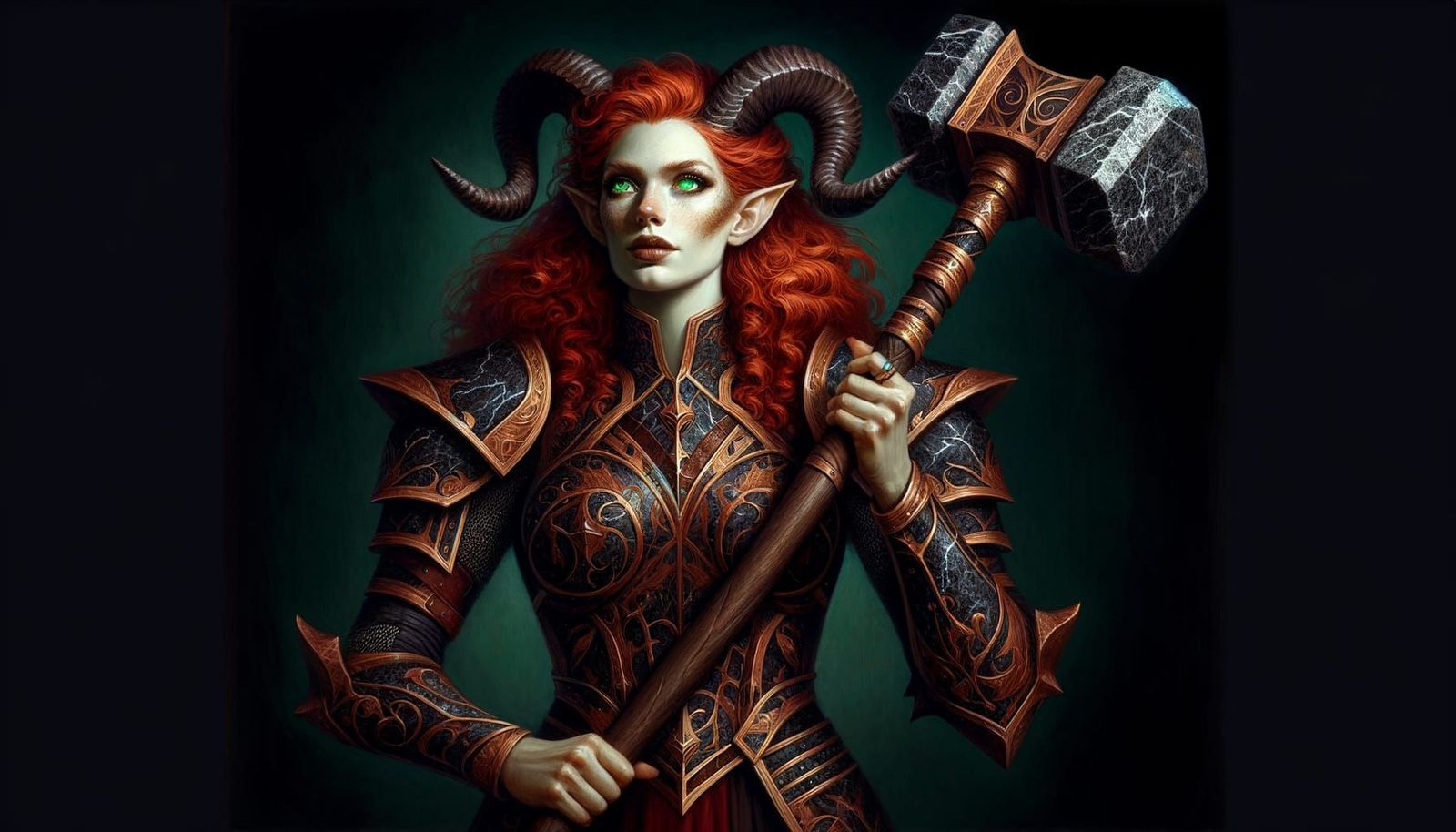 Succubus Warrior with Maul as Oil Painting