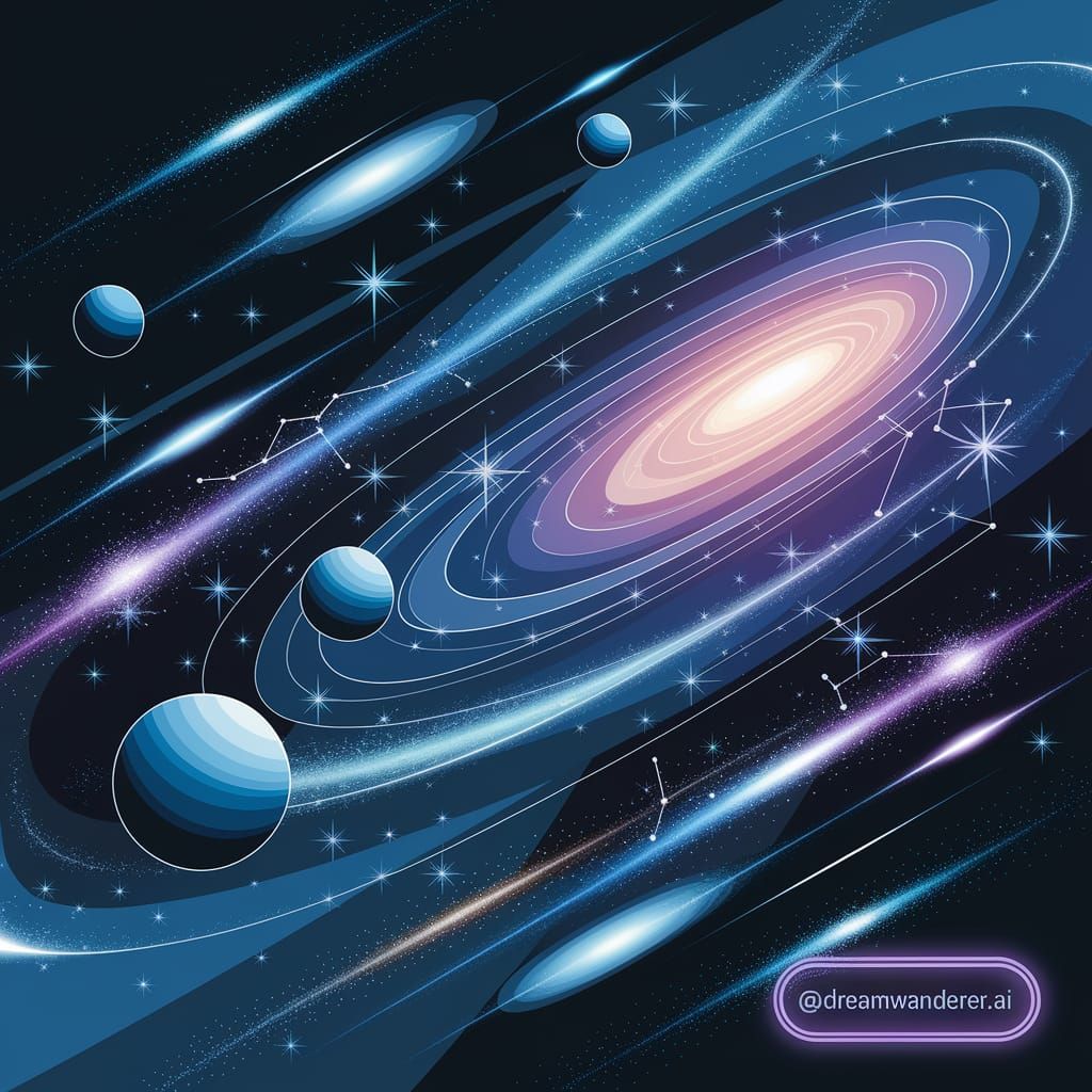 Surreal Galactic Night Sky with Shooting Stars and Nebula in...