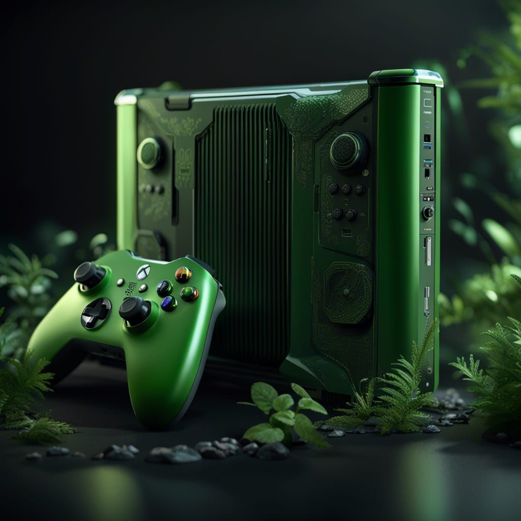 Green Xbox 360 Console: 3D Cinematic Render