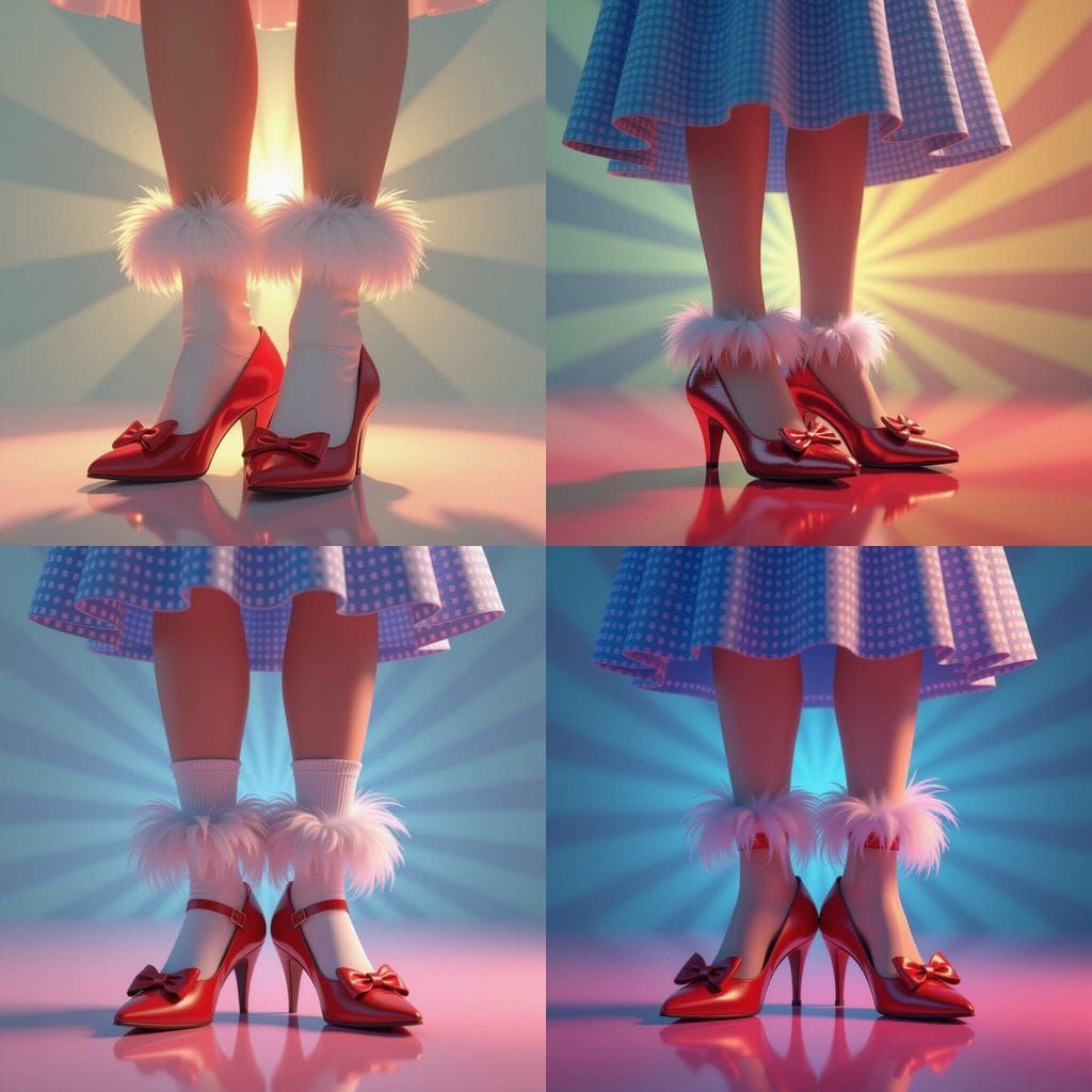 Ruby Slippers Stuffed with Feathers: 3D Digital Art