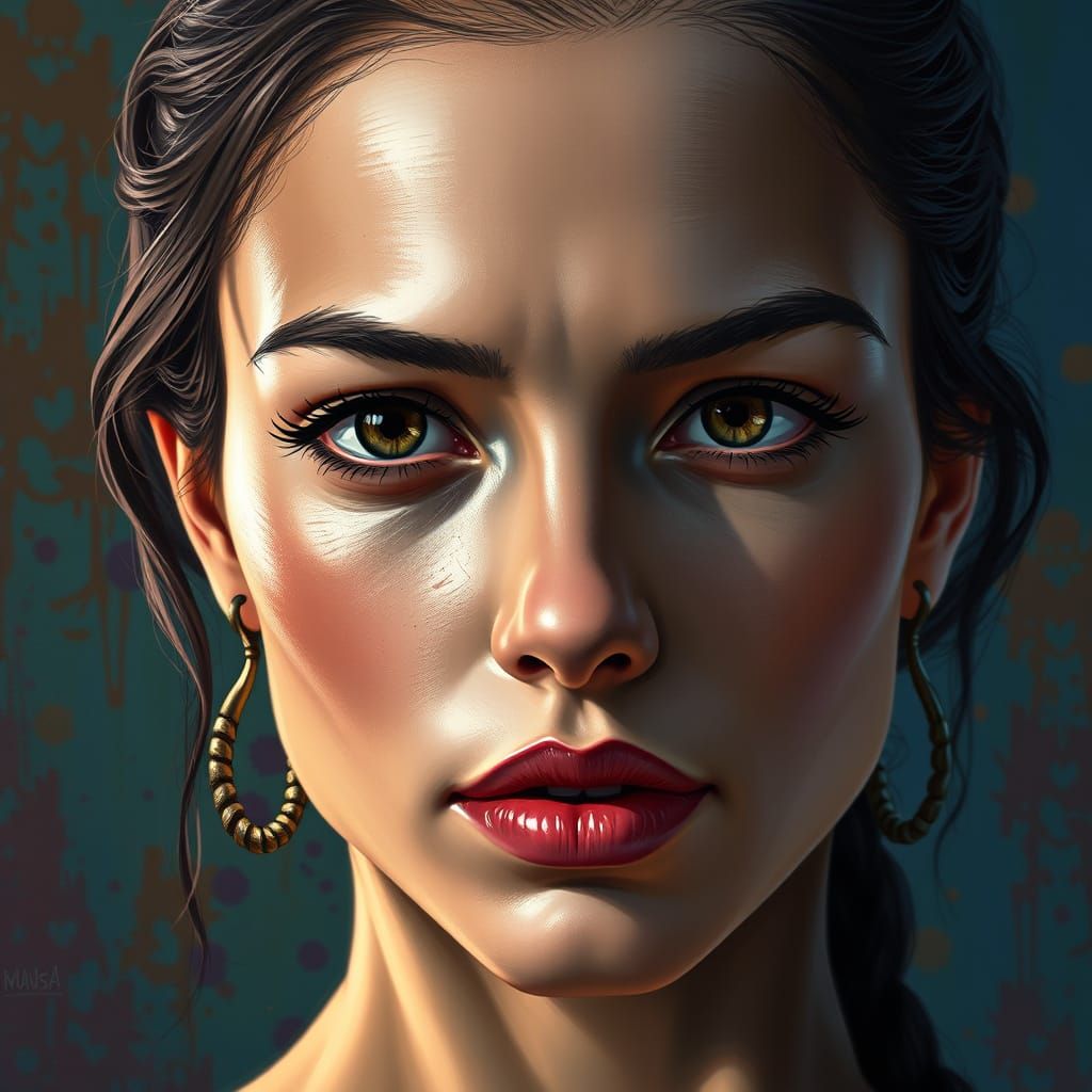 Hyperrealistic Female Portrait in Vibrant Splash Art Style