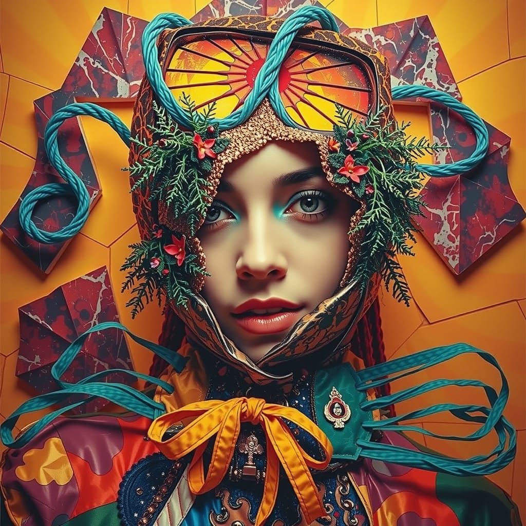 Flamboyant Woman in Clashing Patterns and Vibrant Colors