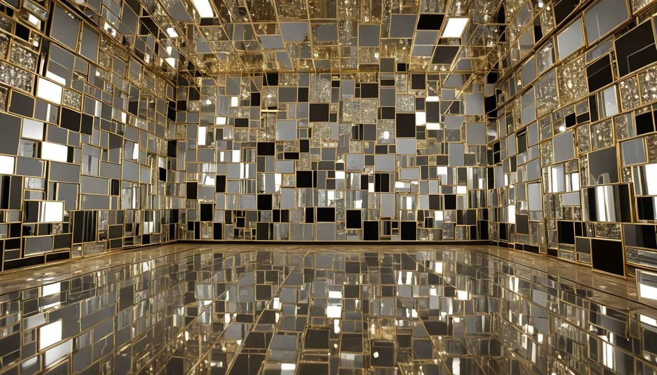 Reflecting Room: Art Deco Luxury with Gold Accents