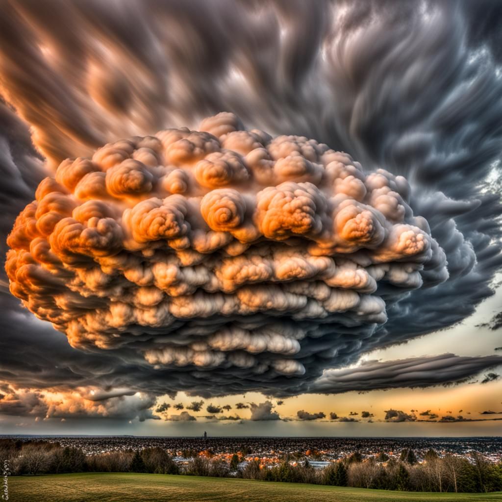 Dramatic Mammatus Clouds in Atmospheric Light