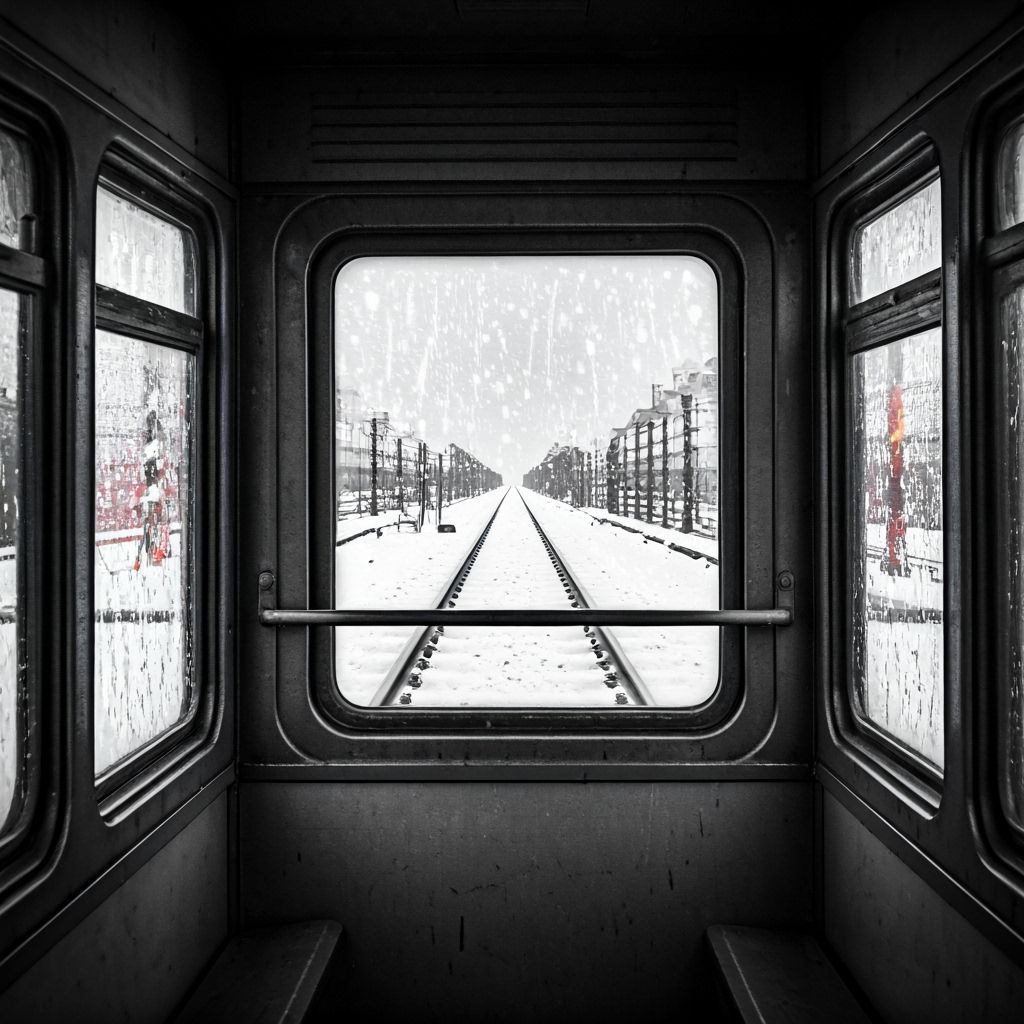 Vintage Train Journey in Winter Melancholy