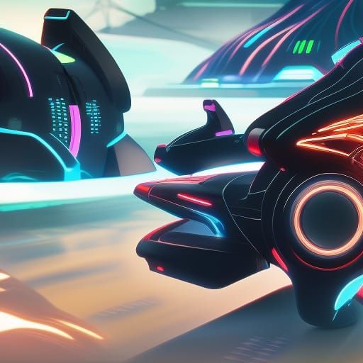 Tron Bike Battle: Detailed Digital Art