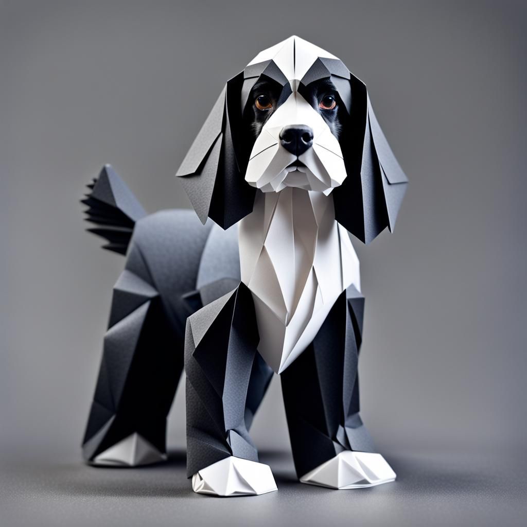 Origami Cocker Spaniel Papercraft in 8K