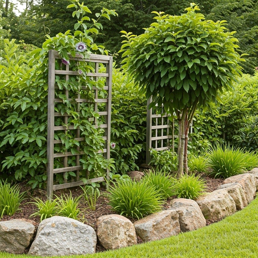Garden Trellises with Passionfruit in Impressionist Style