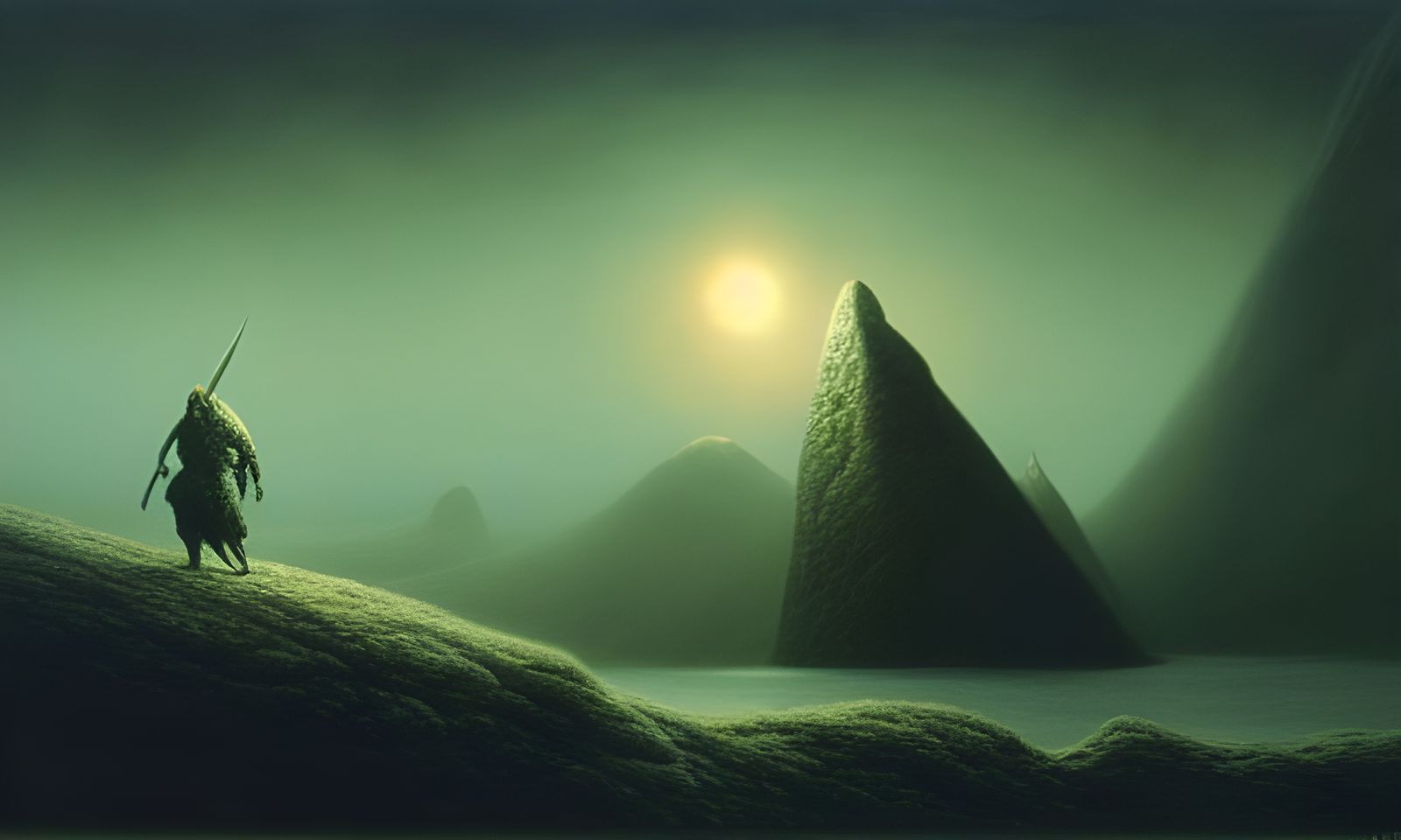 Siegfried Slaying Fafnir in Digital Horror Painting