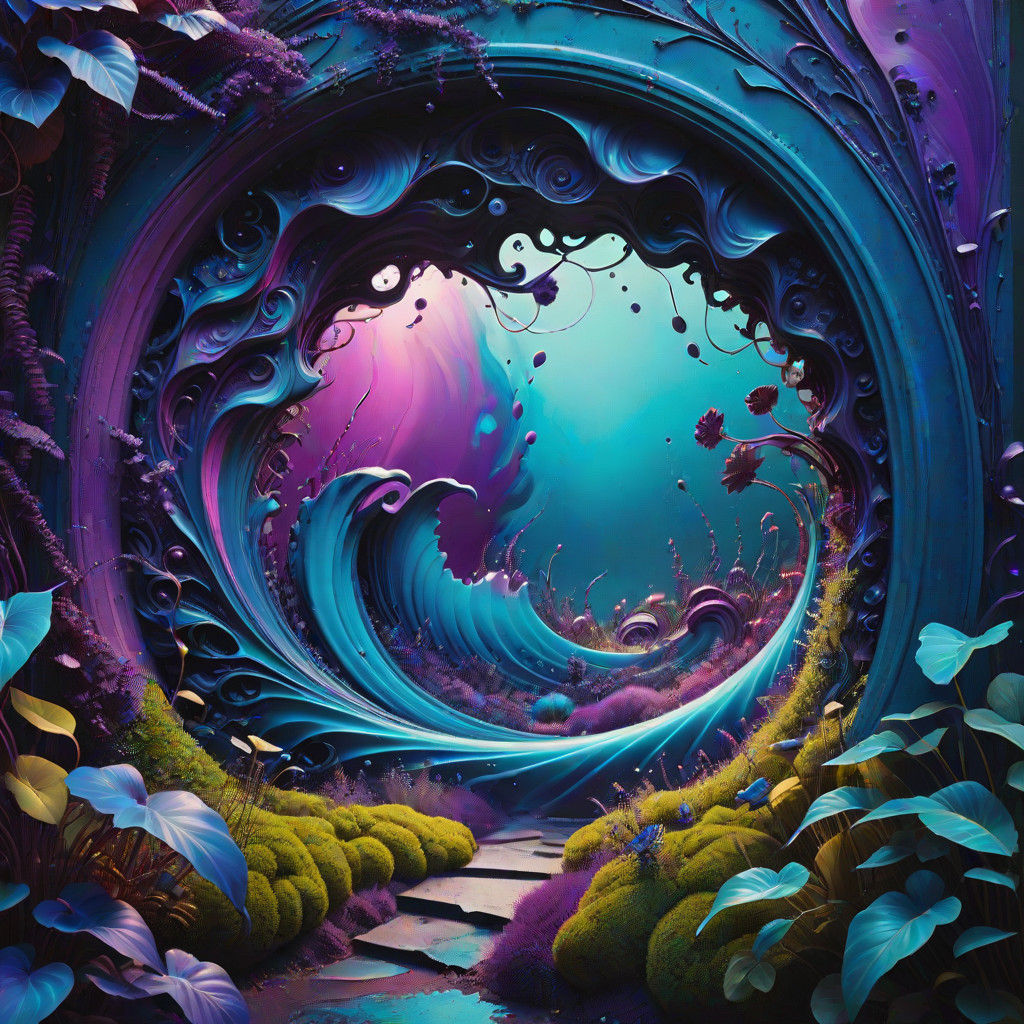 Surreal Garden Portal Unveils Iridescent Sound Wave