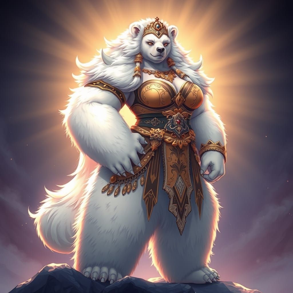 Majestic Furry Goddess in Regal Anime Style