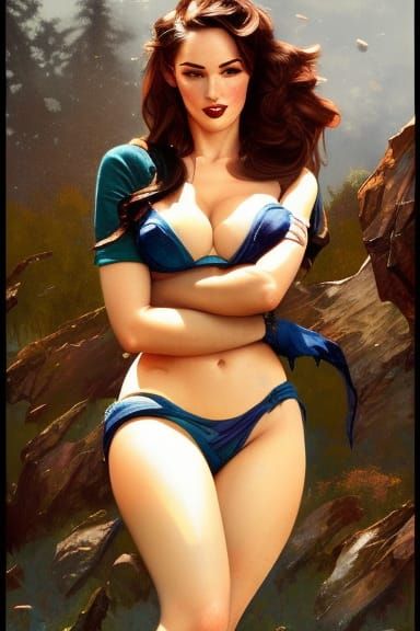Attractive Pin-Up Girl Portrait in Artgerm Style