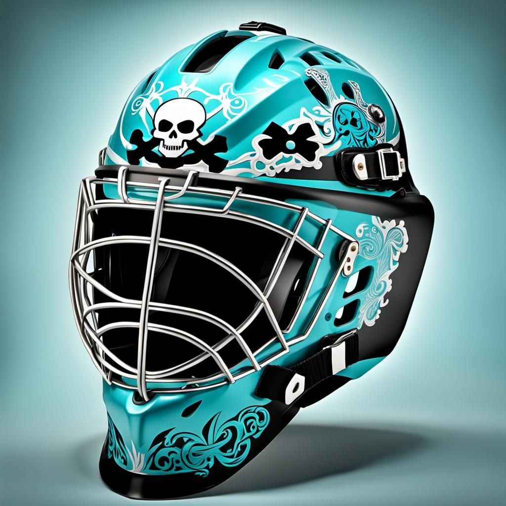 Ghostly Pirate Hockey Helmet with Skull Design